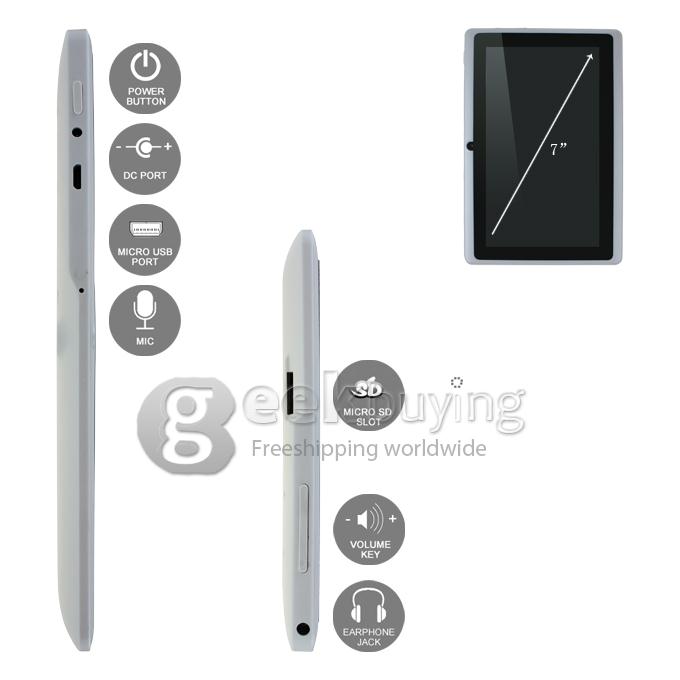 Q88pro Allwinner A23 1.2GHz 7 inch Tablet PC Android 4.2 Dual Core Capacitive Touch Screen 800*480 512MB/4GB - White