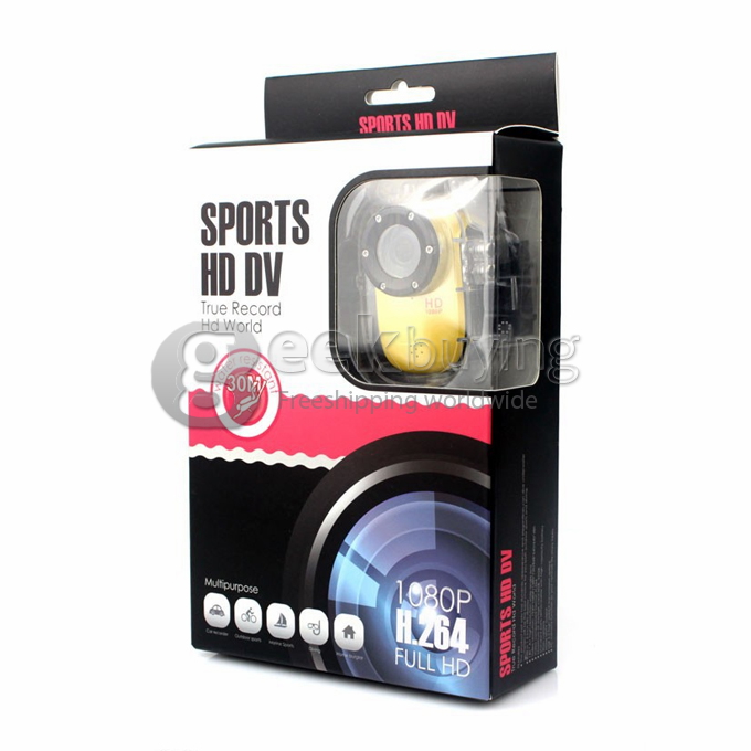 SJ1000 1.5Inch 140 Degree A+ Wide Angle 1920 x 1080 H.264 Outdoor Sports Home Security Deep-water Probing HD DV/CAR DVR /Camera Multiple Languages with 17 Kinds of Original Gadgets(Yellow)