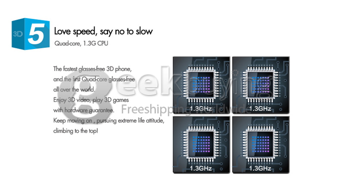 ZOPO ZP600+ 4.3Inch Glass-free 3D Screen MTK6582 Quad Core 1.3GHz 1GB+4GB 5.0MP Camera Android 4.2 3G/GPS/OTG/Wifi - White