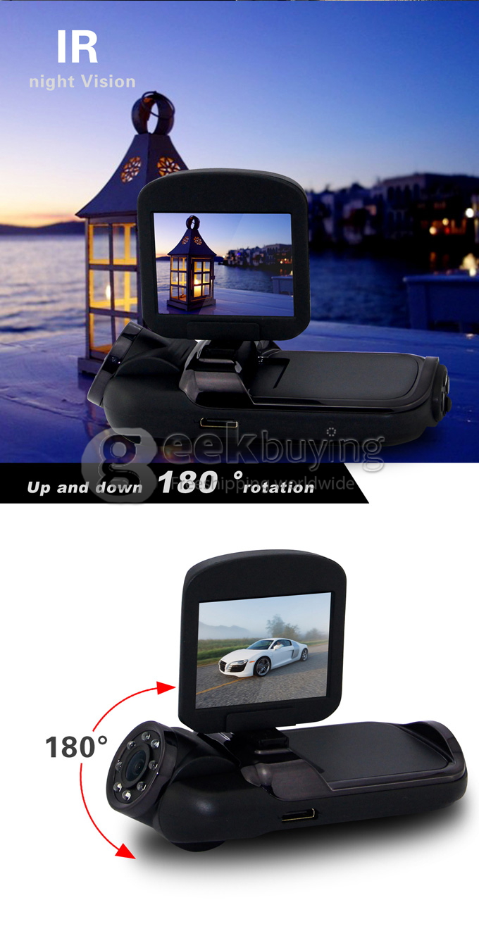 Car DVR F8000 Ambarella H.264 1080P 1920*1080P 30fps 2.0 Inch Screen 140 Degrees Wide Angle Lens with Night Vision and Motion Detection