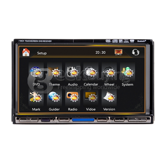 7 Inch 16:9 HD Digital Screen 800*480 2Din Slide Panel Design Car DVD Player(FM,Bluetooth,AV,TV,For IPOD,MP3)