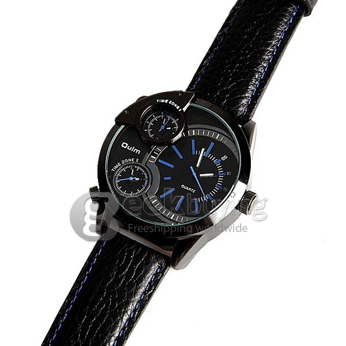 Oulm Quartz Men S Watch With Three Movt And Leather Band