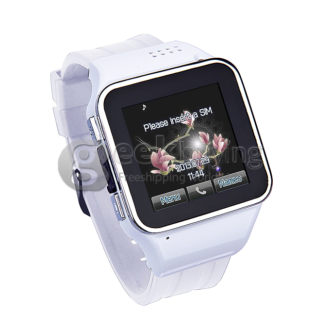 S2 1.54 Inch Touch Screen Watch Phone Smart Watches for Android IOS Sync Phonebook,Call,SMS,Anti Lost - White
