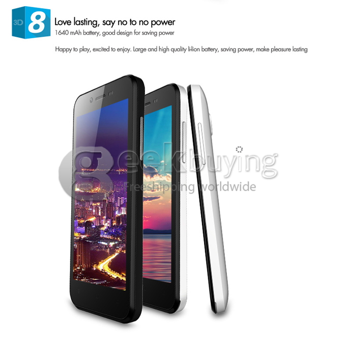 ZOPO ZP600+ 4.3Inch Glass-free 3D Screen MTK6582 Quad Core 1.3GHz 1GB+4GB 5.0MP Camera Android 4.2 3G/GPS/OTG/Wifi - White