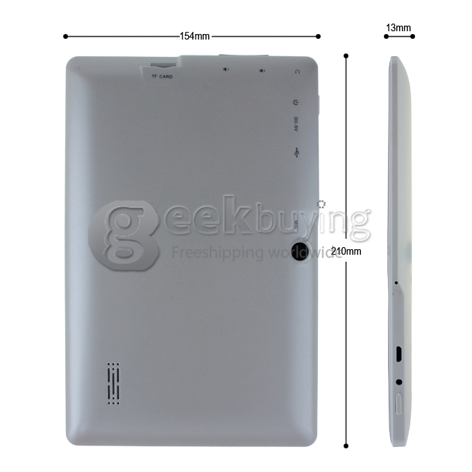 Q88pro Allwinner A23 1.2GHz 7 inch Tablet PC Android 4.2 Dual Core Capacitive Touch Screen 800*480 512MB/4GB - White