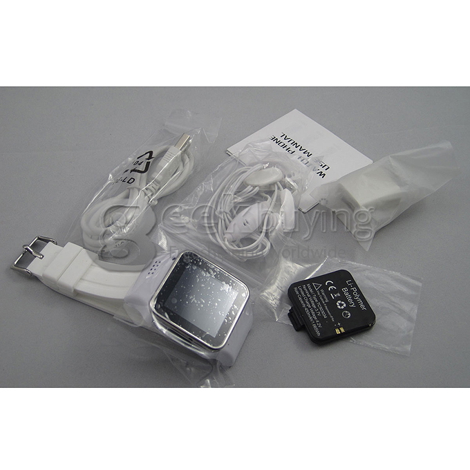 S2 1.54 Inch Touch Screen Watch Phone Smart Watches for Android IOS Sync Phonebook,Call,SMS,Anti Lost - White