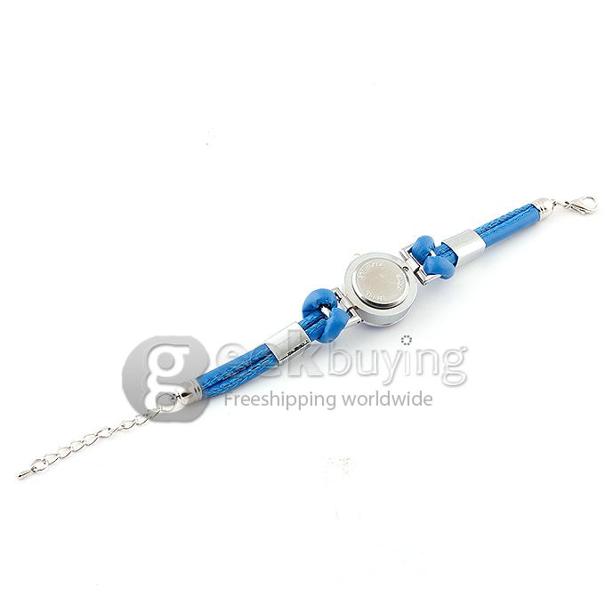 LC Crystal Women's Watch Rotation Silver Round Dial Quartz Wrist Wacth - Blue