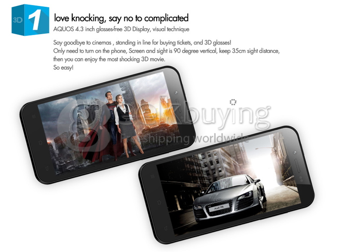 ZOPO ZP600+ 4.3Inch Glass-free 3D Screen MTK6582 Quad Core 1.3GHz 1GB+4GB 5.0MP Camera Android 4.2 3G/GPS/OTG/Wifi - White