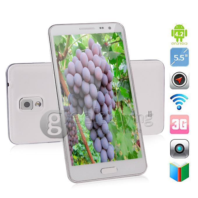 Star N8000 5.5Inch IPS QHD Screen MTK6582 Quad Core 1.3GHz SmartPhone 1GB/4GB 8.0MP Camera Android 4.2 3G/GPS/Air Gesture - White