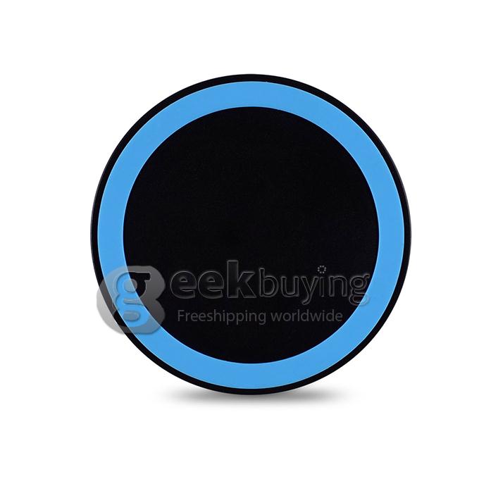 T200 New Wireless Charging Pad Qi-Enabled USB Charger Phone Charger for All Qi Compatible Devices - Black + Blue