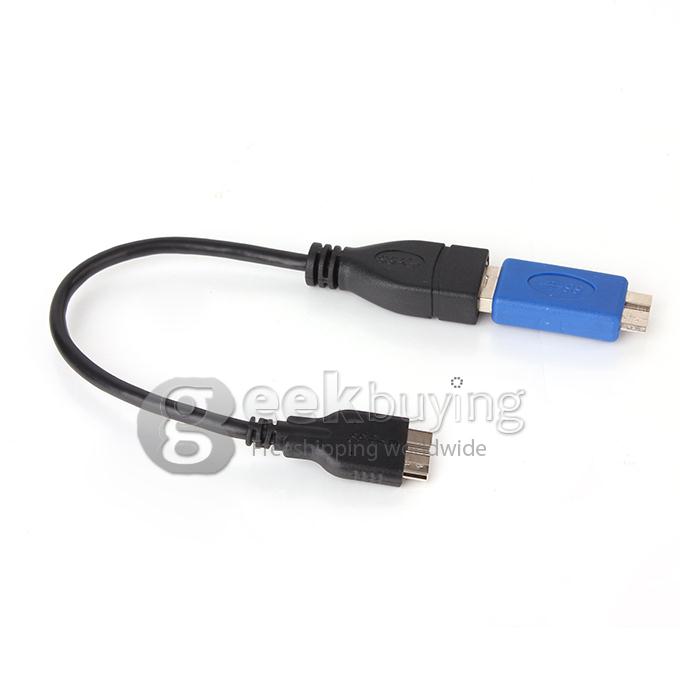 USB 3.0 OTG Cable with A Male to Micro B Adapter for Samsung Galaxy Note 3 III N9000 N9005 - Black