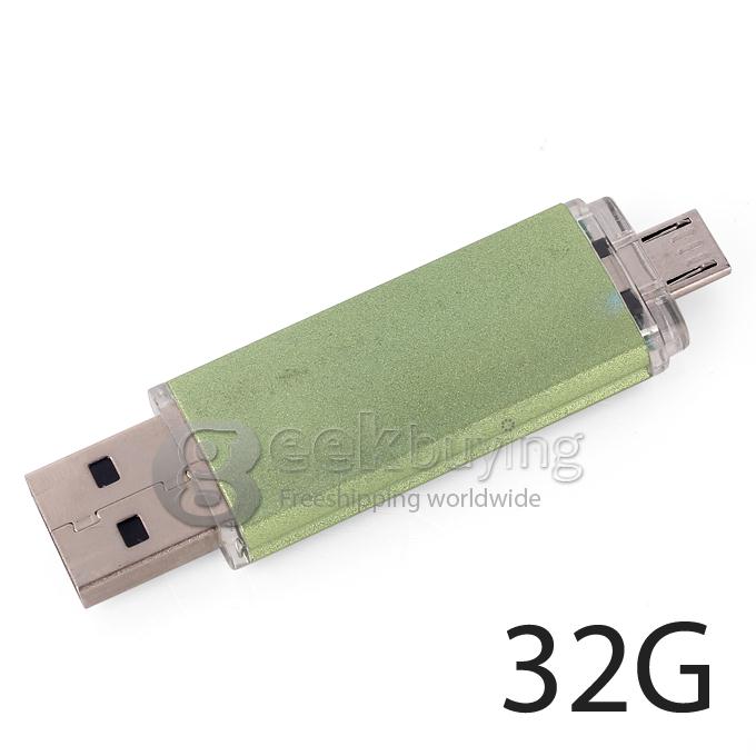 OTG External Storage Micro USB2.0 Drive Memory Stick for Smart Phone/Tablet PC 32G - Green