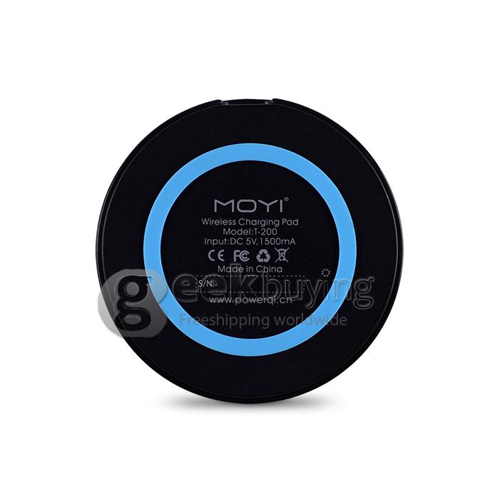T200 New Wireless Charging Pad Qi-Enabled USB Charger Phone Charger for All Qi Compatible Devices - Black + Blue