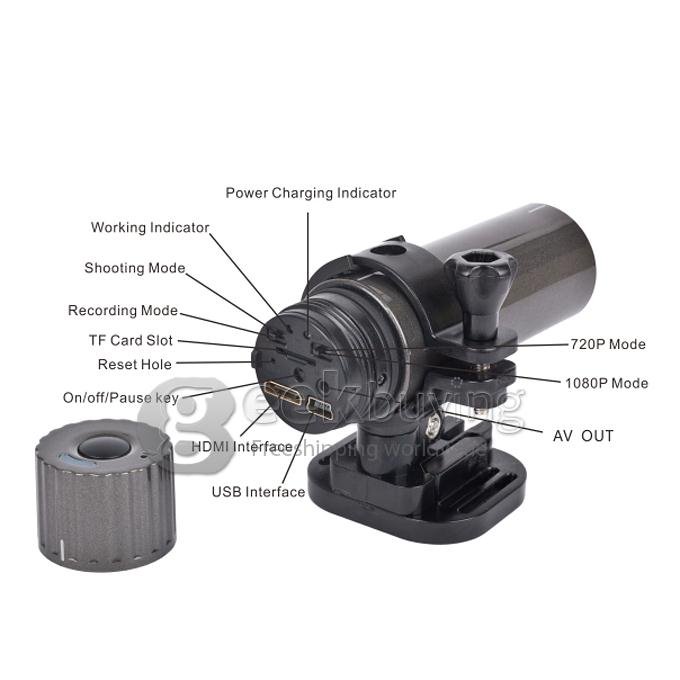 SJ72 Plastic Shell 120 Degree Angle Lens 5MP 1080P 10fps H.264 Outdoor Waterproof Sports HD DV with PC Camera Function for Windows 2000 XP Vista 7 Black