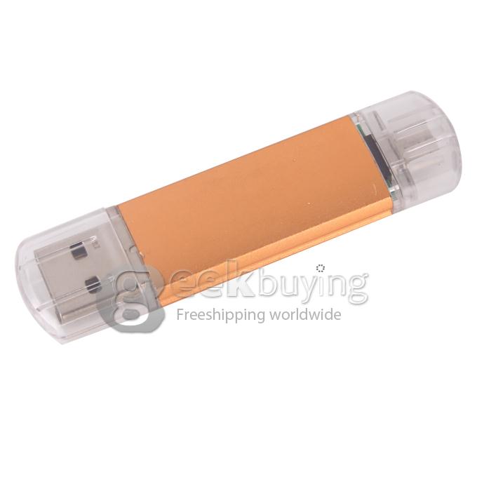 OTG External Storage Micro USB2.0 Drive Memory Stick for Smart Phone/Tablet PC 4G - Luxury Gold
