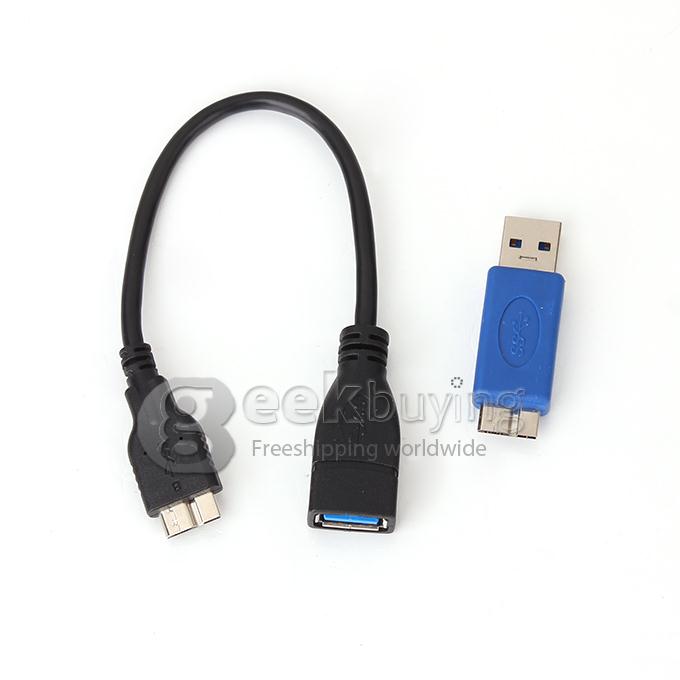 USB 3.0 OTG Cable with A Male to Micro B Adapter for Samsung Galaxy Note 3 III N9000 N9005 - Black