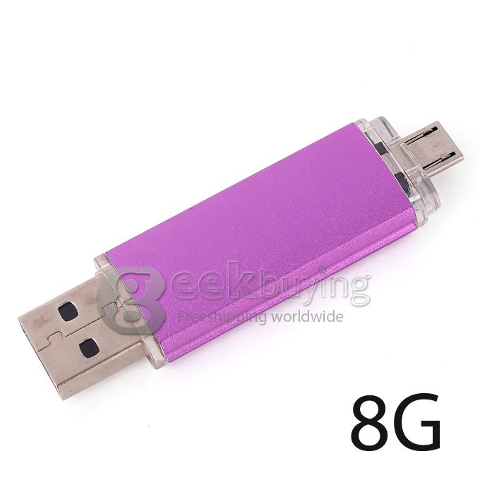 OTG External Storage Micro USB2.0 Drive Memory Stick for Smart Phone/Tablet PC 8G - Purple