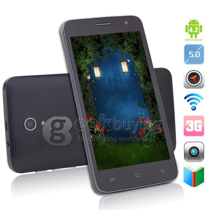 CUBOT BOBBY MTK6572 CortexA7 1.2GHz 5.0inch Android 4.2 OS Smartphone 512MB RAM 4GB ROM 3400MAH battery 8.0MP Camera 3G GPS - Black