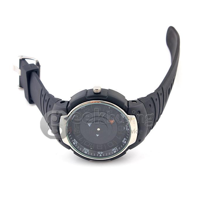 Fucda CS0541M-1563 Quartz Turntable Round Dial Silicone Wrist Watch - Black