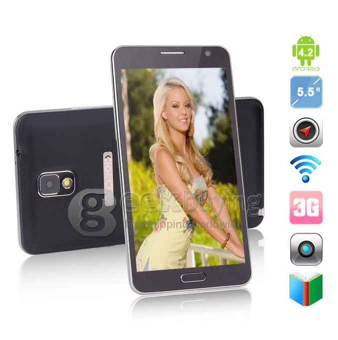 JIAKE N900W MTK6582 Quad Core 1.3GHz 5.5inch Android 4.2 OS Smartphone 1GB RAM 4GB ROM 5.0MP Camera 3G GPS - Black