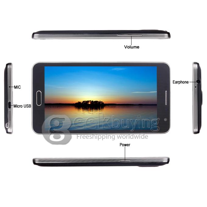 JIAKE N900W MTK6582 Quad Core 1.3GHz 5.5inch Android 4.2 OS Smartphone 1GB RAM 4GB ROM 5.0MP Camera 3G GPS - Black