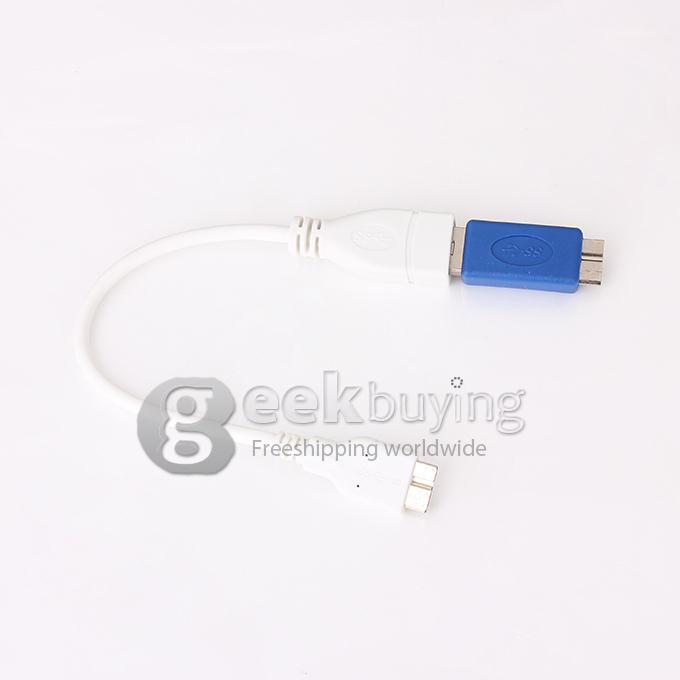 USB 3.0 OTG Cable with A Male to Micro B Adapter for Samsung Galaxy Note 3 III N9000 N9005 - White