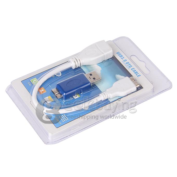 USB 3.0 OTG Cable with A Male to Micro B Adapter for Samsung Galaxy Note 3 III N9000 N9005 - White