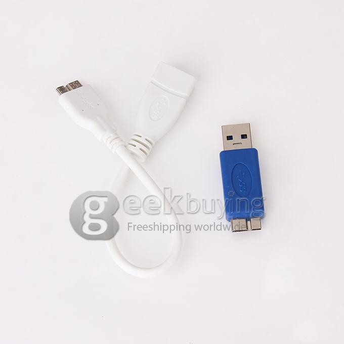 USB 3.0 OTG Cable with A Male to Micro B Adapter for Samsung Galaxy Note 3 III N9000 N9005 - White