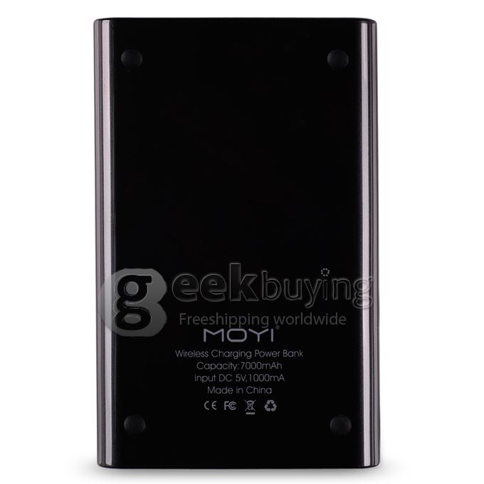 New T800 7000mAh Backup Battery Charging Pad Qi-Enabled USB Charger for All Qi Compatible Devices - Black