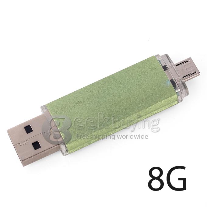 OTG External Storage Micro USB2.0 Drive Memory Stick for Smart Phone/Tablet PC 8G - Green