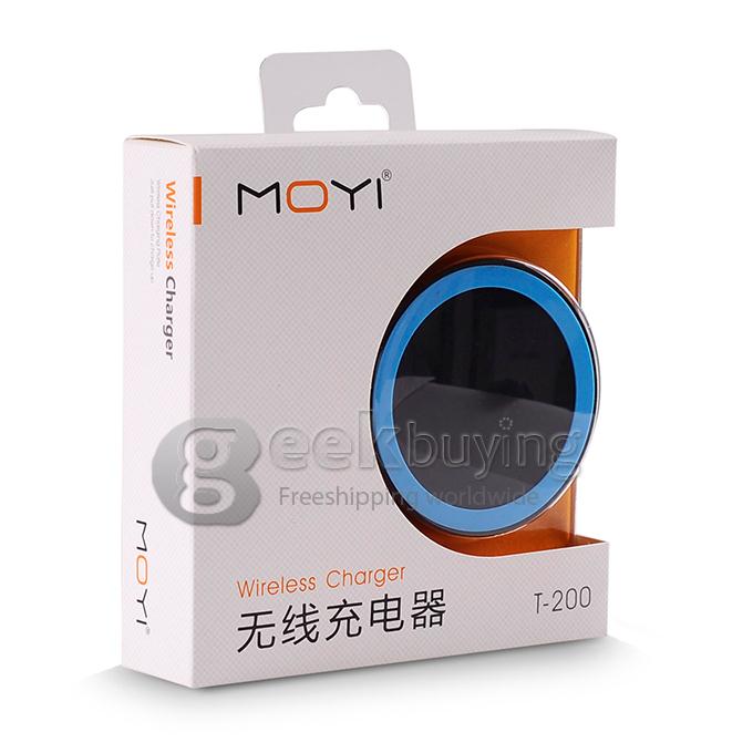 T200 New Wireless Charging Pad Qi-Enabled USB Charger Phone Charger for All Qi Compatible Devices - Black + Blue