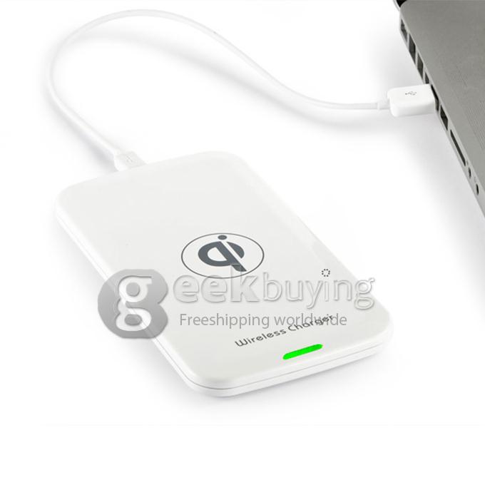 T100 New Wireless Charging Pad Qi-Enabled USB Charger Phone Charger for All Qi Compatible Devices - White