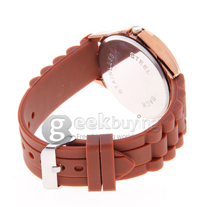 WOMAGE 9665 Fashionable Quartz Wrist Watch with Silicone Watchband - Brown