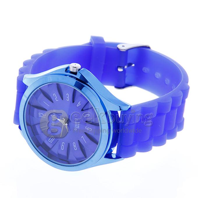 WOMAGE 9665 Fashionable Quartz Wrist Watch with Silicone Watchband - Blue