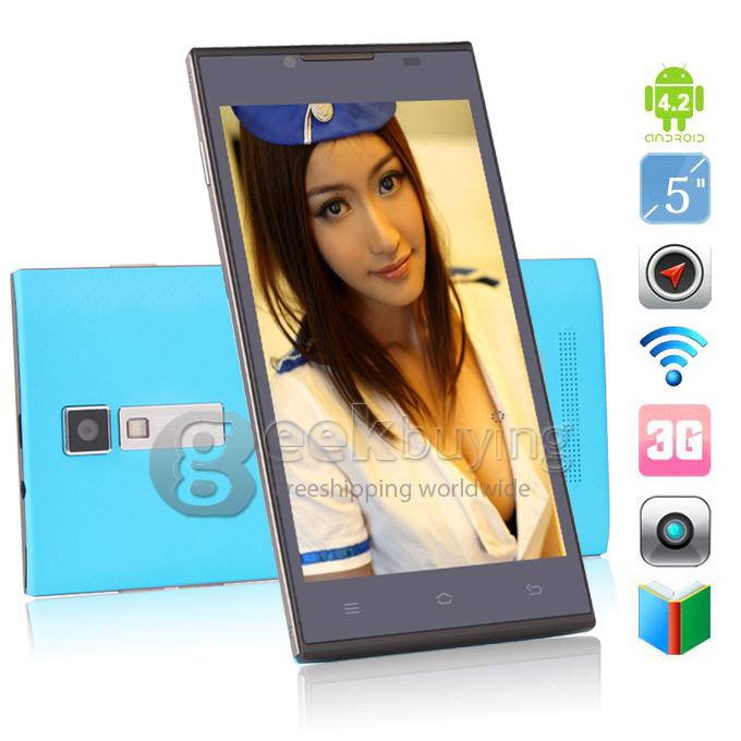 DOOGEE DG2014 MTK6582 Quad core 1.3GHz 5.0Inch Android4.2 OS Smartphone 1GB RAM 8GB ROM IPS HD Screen 13.0MP 3G/GPS - Blue