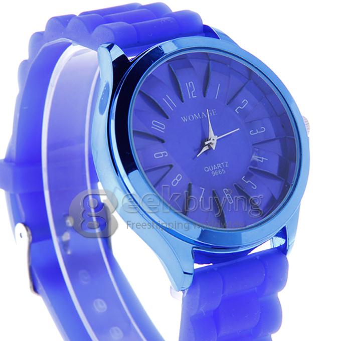 WOMAGE 9665 Fashionable Quartz Wrist Watch with Silicone Watchband - Blue