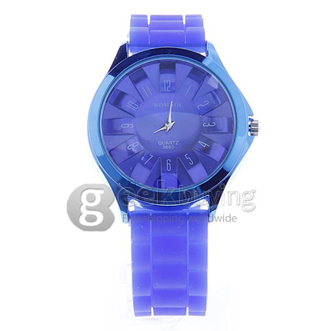 WOMAGE 9665 Fashionable Quartz Wrist Watch with Silicone Watchband - Blue