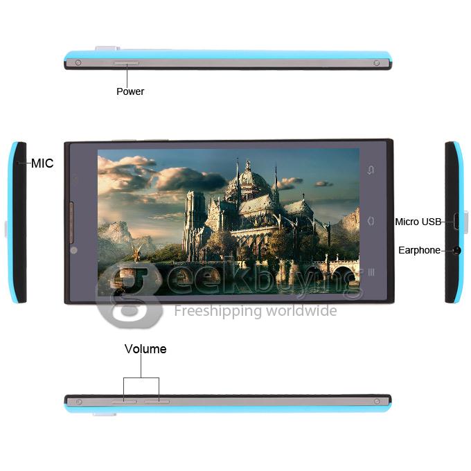 DOOGEE DG2014 MTK6582 Quad core 1.3GHz 5.0Inch Android4.2 OS Smartphone 1GB RAM 8GB ROM IPS HD Screen 13.0MP 3G/GPS - Blue