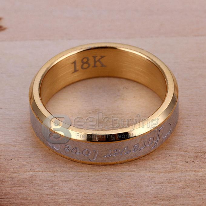 Fashion Gold and Silver Forever Love Steel Couple Ring for Men 8 Size