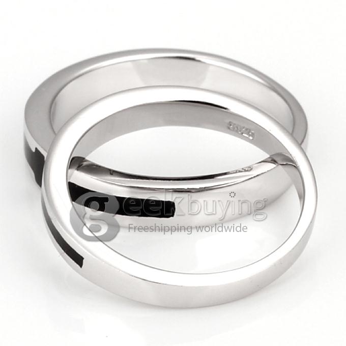 Fashion Black Cross Copper-nickel Alloy Couple Ring for Women - 5 Size