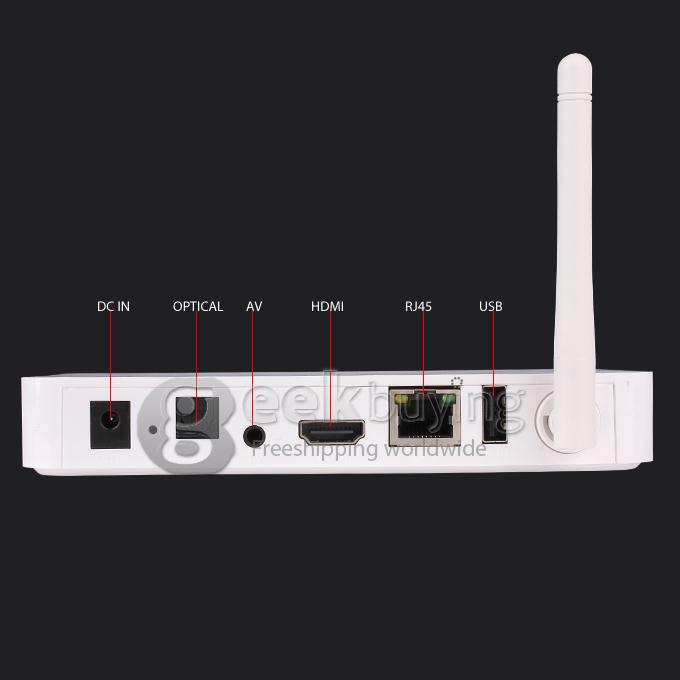 i6 Android 4.2 TV BOX AML8726-MX Dual Core Cortex A9 1G/4G XBMC Built-in WIFI and External Antenna Support Miracast White