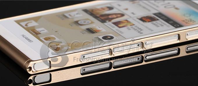High Quality Ultra Thin Aluminum Bumper Metal Case for HuaWei Ascend P6 - Gold