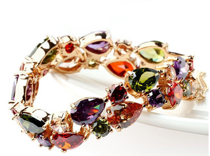 Trendy Metallic Sparkly Rhinestone Bracelet Wrist Decor Jewelry for Women Lady