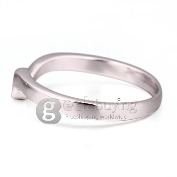 Fashion Sterling Silver Platinum Plating Crescent Finger Ring for Women - 8 Size