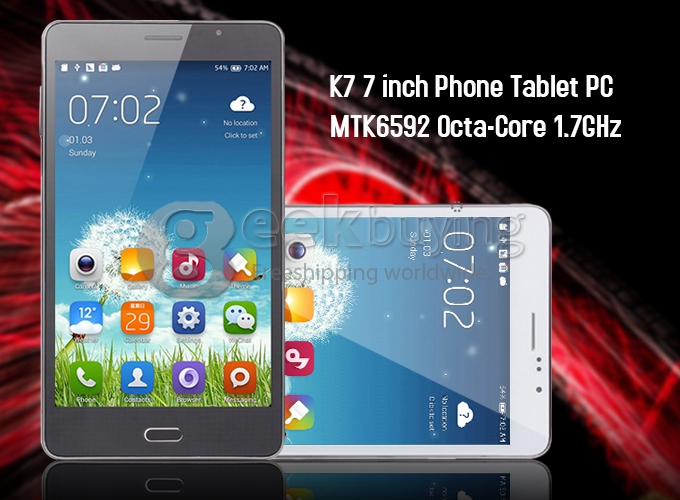 K7 MTK6592 1.7GHz 7 inch Phone Tablet PC Android 4.2 Octa-Core IPS Capacitive Touch Screen 1280*800 2G/4GB with Leather Case - Black