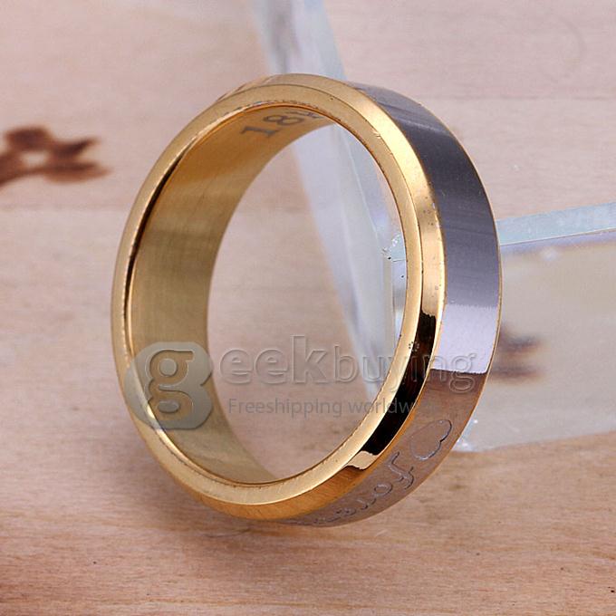 Fashion Gold and Silver Forever Love Steel Couple Ring for Men 8 Size