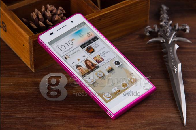 High Quality Ultra Thin Aluminum Bumper Metal Case for HuaWei Ascend P6 - Rose