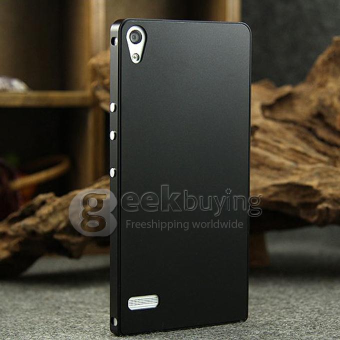 High Quality Ultra-thin Luxury Aluminum Metal Bumper Case Cover for Huawei Ascend P6 - Black