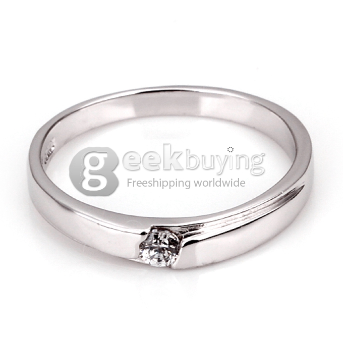 Fashion Sterling Silver Ring Platinum Plating Finger Ring Ornament Jewelry with Rhinestone for Ladies - 7 Size