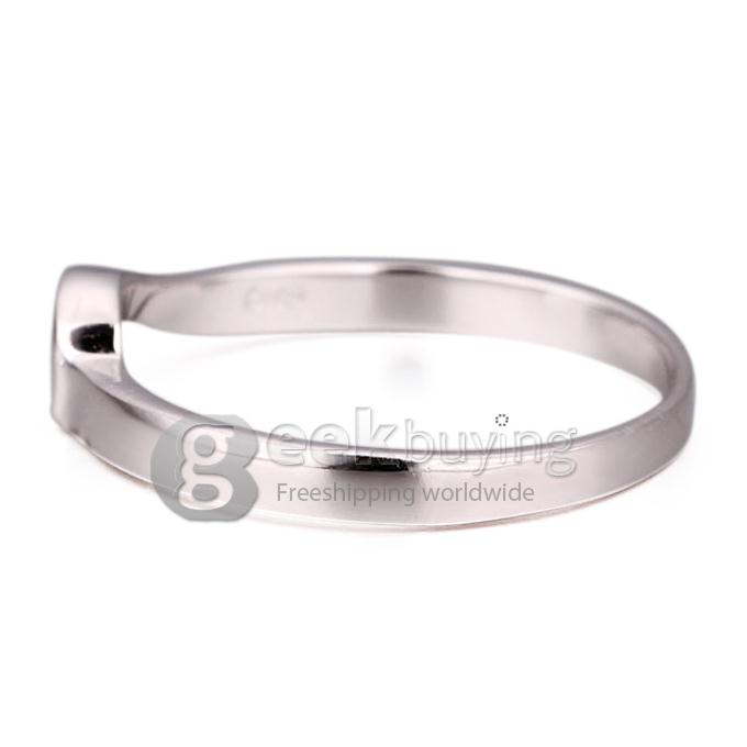 Fashion Sterling Silver Platinum Plating Crescent Finger Ring for Women - 8 Size